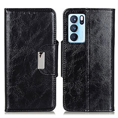 Coque Portefeuille Livre Cuir Etui Clapet N04P pour Oppo Reno6 Pro 5G India Noir