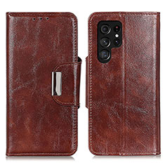 Coque Portefeuille Livre Cuir Etui Clapet N04P pour Samsung Galaxy S24 Ultra 5G Marron