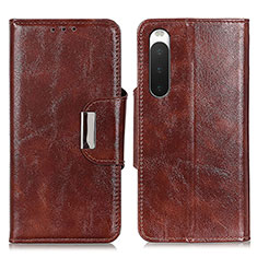 Coque Portefeuille Livre Cuir Etui Clapet N04P pour Sony Xperia 10 IV SO-52C Marron