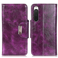 Coque Portefeuille Livre Cuir Etui Clapet N04P pour Sony Xperia 10 V Bleu Ciel