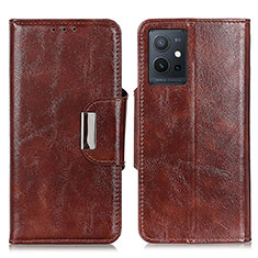 Coque Portefeuille Livre Cuir Etui Clapet N04P pour Vivo iQOO Z6 5G Marron