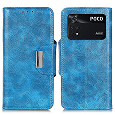 Coque Portefeuille Livre Cuir Etui Clapet N04P pour Xiaomi Poco M4 Pro 4G Bleu Ciel