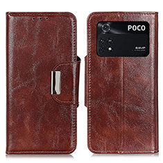 Coque Portefeuille Livre Cuir Etui Clapet N04P pour Xiaomi Poco M4 Pro 4G Marron