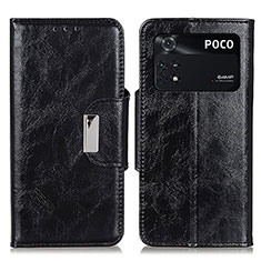 Coque Portefeuille Livre Cuir Etui Clapet N04P pour Xiaomi Poco M4 Pro 4G Noir