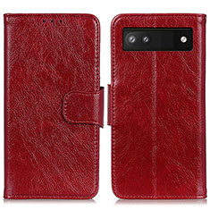 Coque Portefeuille Livre Cuir Etui Clapet N05P pour Google Pixel 7a 5G Rouge