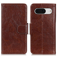 Coque Portefeuille Livre Cuir Etui Clapet N05P pour Google Pixel 8 5G Marron