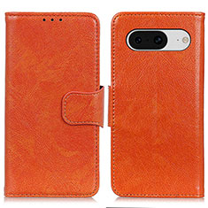 Coque Portefeuille Livre Cuir Etui Clapet N05P pour Google Pixel 8 5G Orange