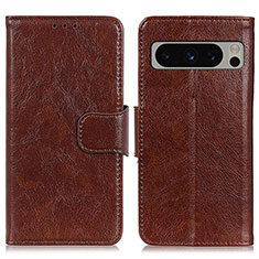 Coque Portefeuille Livre Cuir Etui Clapet N05P pour Google Pixel 8 Pro 5G Marron