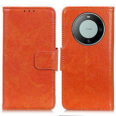 Coque Portefeuille Livre Cuir Etui Clapet N05P pour Huawei Mate 60 Pro Orange