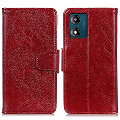 Coque Portefeuille Livre Cuir Etui Clapet N05P pour Motorola Moto E13 Rouge