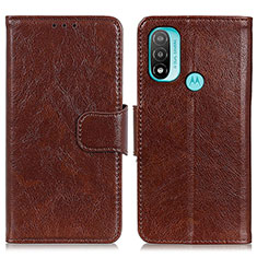 Coque Portefeuille Livre Cuir Etui Clapet N05P pour Motorola Moto E30 Marron