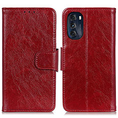 Coque Portefeuille Livre Cuir Etui Clapet N05P pour Motorola Moto G 5G (2022) Rouge