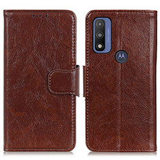 Coque Portefeuille Livre Cuir Etui Clapet N05P pour Motorola Moto G Pure Marron