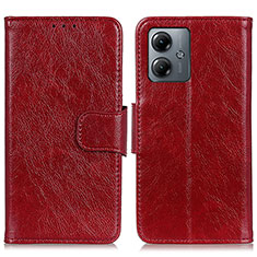 Coque Portefeuille Livre Cuir Etui Clapet N05P pour Motorola Moto G14 Rouge