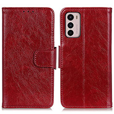 Coque Portefeuille Livre Cuir Etui Clapet N05P pour Motorola Moto G42 Rouge