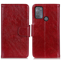 Coque Portefeuille Livre Cuir Etui Clapet N05P pour Motorola Moto G50 Rouge