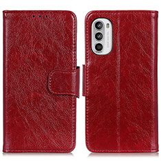 Coque Portefeuille Livre Cuir Etui Clapet N05P pour Motorola MOTO G52 Rouge