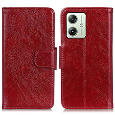 Coque Portefeuille Livre Cuir Etui Clapet N05P pour Motorola Moto G54 5G Rouge