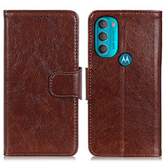 Coque Portefeuille Livre Cuir Etui Clapet N05P pour Motorola Moto G71 5G Marron