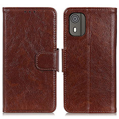 Coque Portefeuille Livre Cuir Etui Clapet N05P pour Nokia C02 Marron