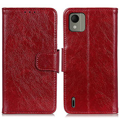 Coque Portefeuille Livre Cuir Etui Clapet N05P pour Nokia C110 Rouge