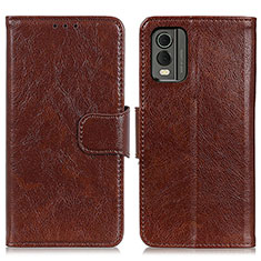 Coque Portefeuille Livre Cuir Etui Clapet N05P pour Nokia C32 Marron