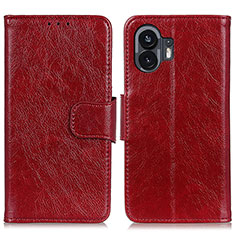 Coque Portefeuille Livre Cuir Etui Clapet N05P pour Nothing Phone 2 Rouge