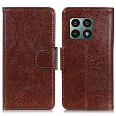 Coque Portefeuille Livre Cuir Etui Clapet N05P pour OnePlus 10 Pro 5G Marron