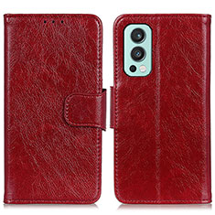 Coque Portefeuille Livre Cuir Etui Clapet N05P pour OnePlus Nord 2 5G Rouge