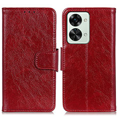 Coque Portefeuille Livre Cuir Etui Clapet N05P pour OnePlus Nord 2T 5G Rouge