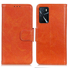 Coque Portefeuille Livre Cuir Etui Clapet N05P pour Oppo A16 Orange