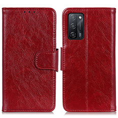 Coque Portefeuille Livre Cuir Etui Clapet N05P pour Oppo A55 5G Rouge