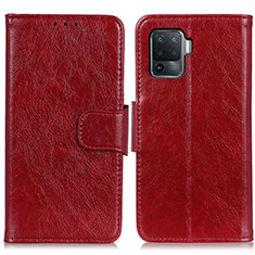 Coque Portefeuille Livre Cuir Etui Clapet N05P pour Oppo F19 Pro Rouge