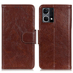 Coque Portefeuille Livre Cuir Etui Clapet N05P pour Oppo F21 Pro 4G Marron