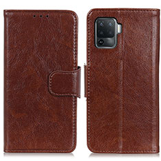 Coque Portefeuille Livre Cuir Etui Clapet N05P pour Oppo Reno5 F Marron