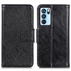 Coque Portefeuille Livre Cuir Etui Clapet N05P pour Oppo Reno6 Pro 5G India Noir