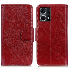 Coque Portefeuille Livre Cuir Etui Clapet N05P pour Oppo Reno7 4G Rouge