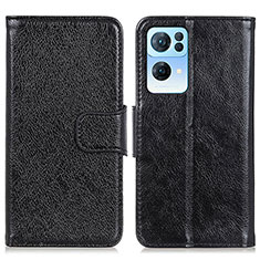 Coque Portefeuille Livre Cuir Etui Clapet N05P pour Oppo Reno7 Pro 5G Noir