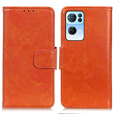 Coque Portefeuille Livre Cuir Etui Clapet N05P pour Oppo Reno7 Pro 5G Orange