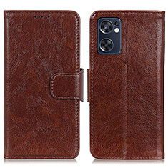 Coque Portefeuille Livre Cuir Etui Clapet N05P pour Oppo Reno7 SE 5G Marron