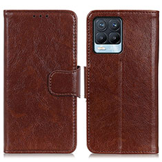 Coque Portefeuille Livre Cuir Etui Clapet N05P pour Realme 8 4G Marron