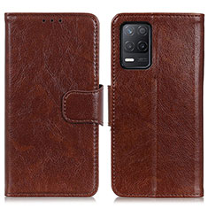 Coque Portefeuille Livre Cuir Etui Clapet N05P pour Realme 8 5G Marron