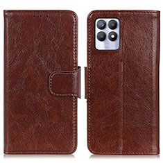 Coque Portefeuille Livre Cuir Etui Clapet N05P pour Realme 8i Marron