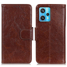 Coque Portefeuille Livre Cuir Etui Clapet N05P pour Realme 9 4G Marron