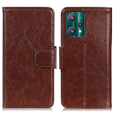 Coque Portefeuille Livre Cuir Etui Clapet N05P pour Realme 9 5G Marron