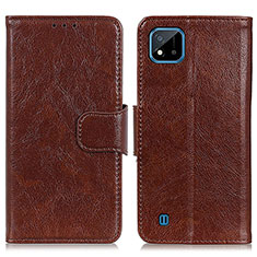 Coque Portefeuille Livre Cuir Etui Clapet N05P pour Realme C20A Marron