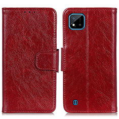 Coque Portefeuille Livre Cuir Etui Clapet N05P pour Realme C20A Rouge