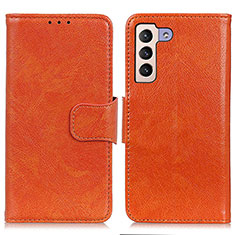 Coque Portefeuille Livre Cuir Etui Clapet N05P pour Samsung Galaxy S21 Plus 5G Orange