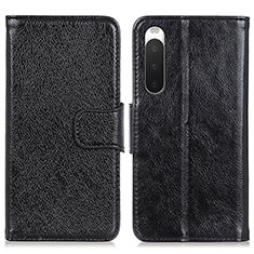 Coque Portefeuille Livre Cuir Etui Clapet N05P pour Sony Xperia 10 IV Noir