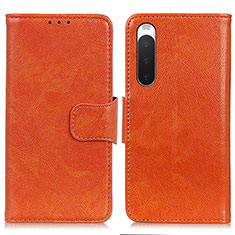Coque Portefeuille Livre Cuir Etui Clapet N05P pour Sony Xperia 10 IV Orange